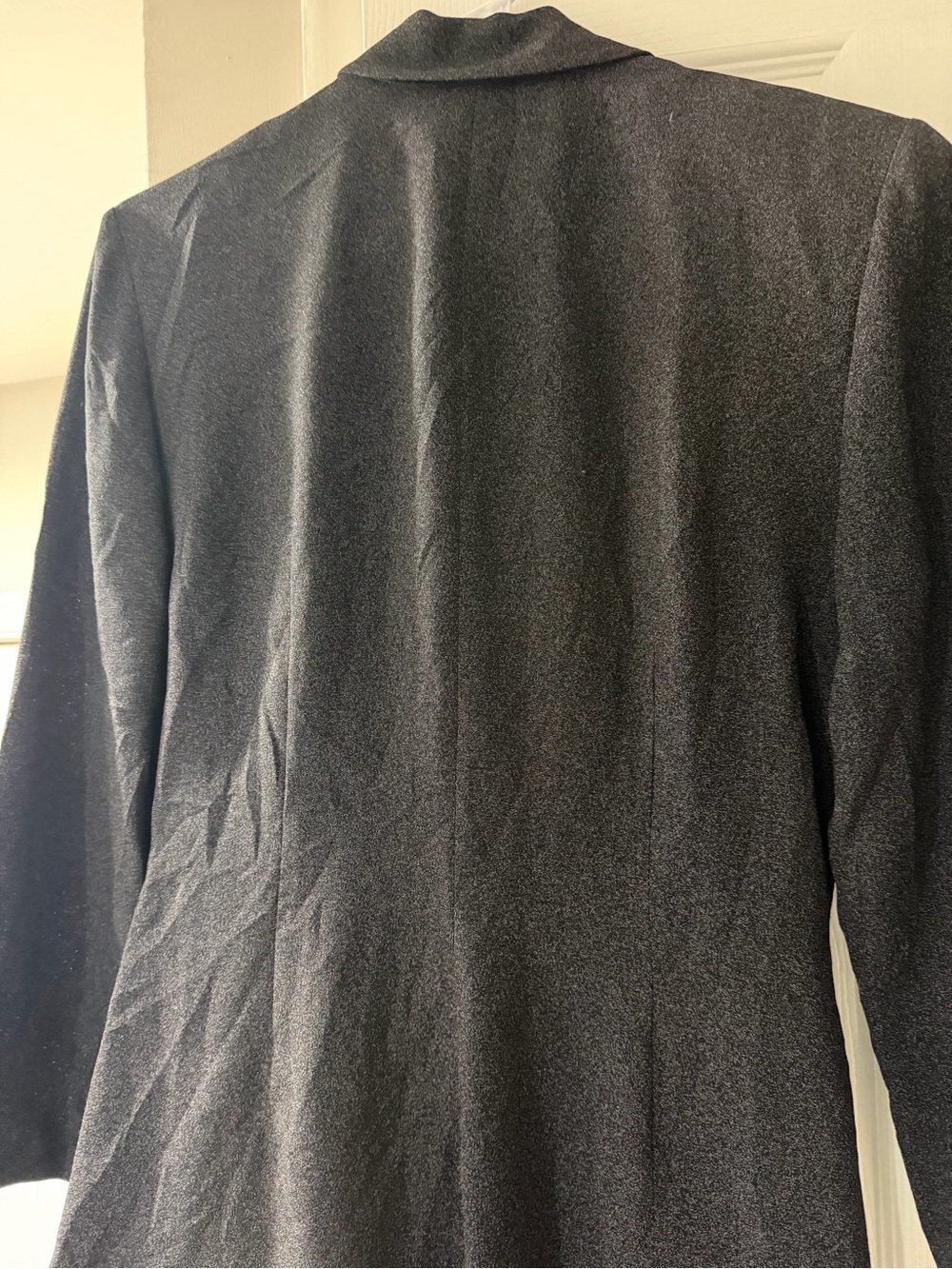Vintage Tahari Structured Tie Waist Drape Blazer Dress - Charcoal Gray - Picture 4 of 5